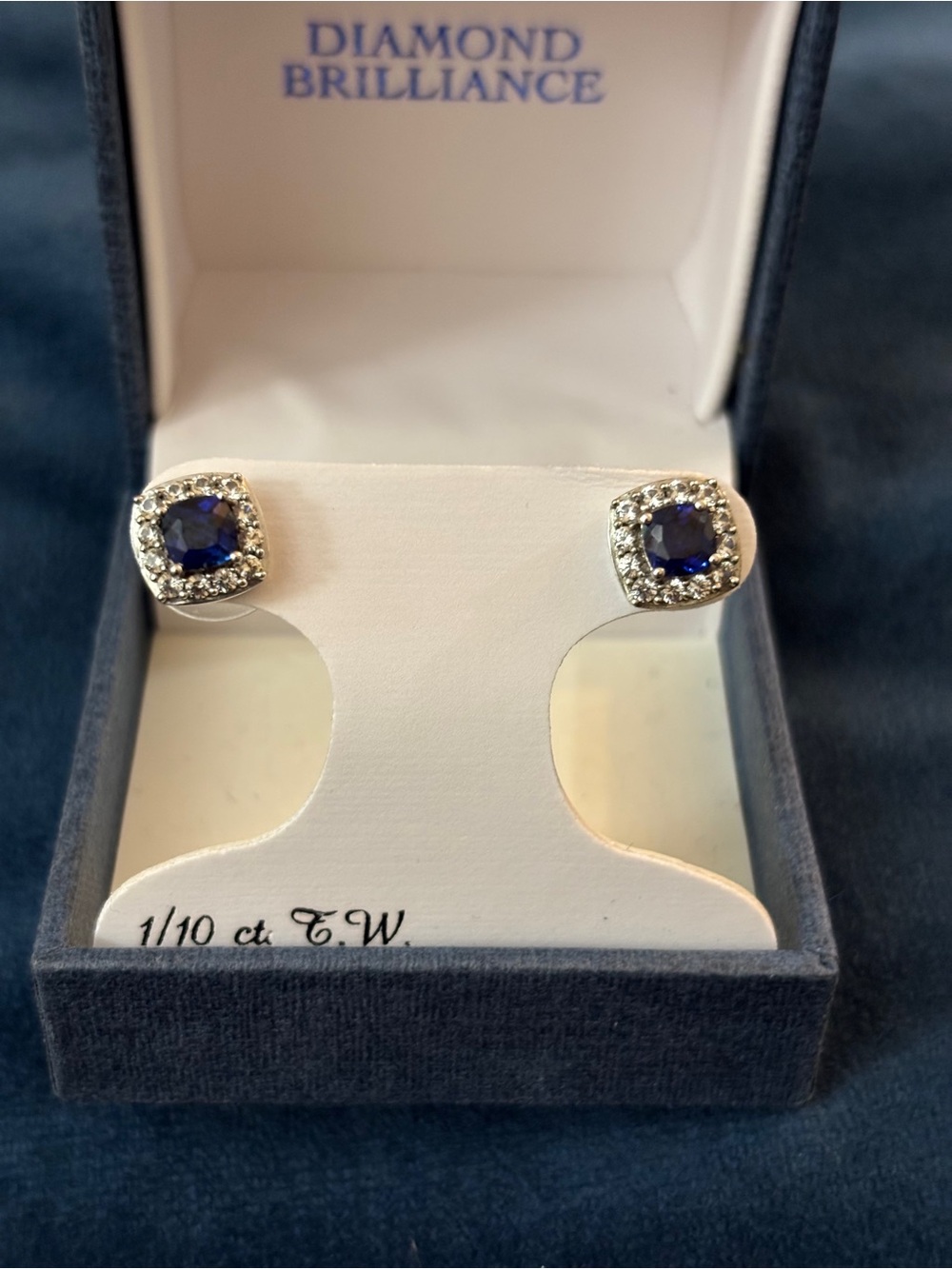 Sapphire Halo Stud Earrings - Blue